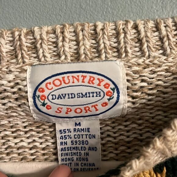 Women’s Vintage chunky Knit Autumn Fall Leaves Sweater size Medium - Picture 6 of 8